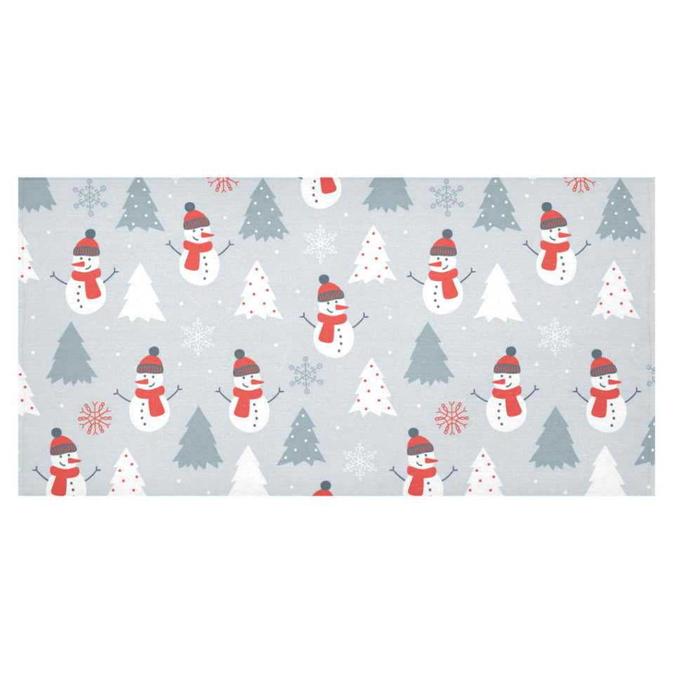 Snowman christmas tree snow gray background Tablecloth