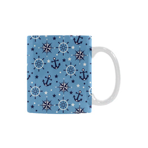 Anchors rudder compass star nautical pattern Classical White Mug (Fulfilled In US)