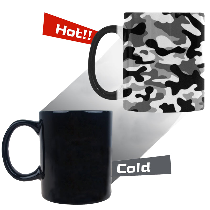 Black white camouflage pattern Morphing Mug Heat Changing Mug