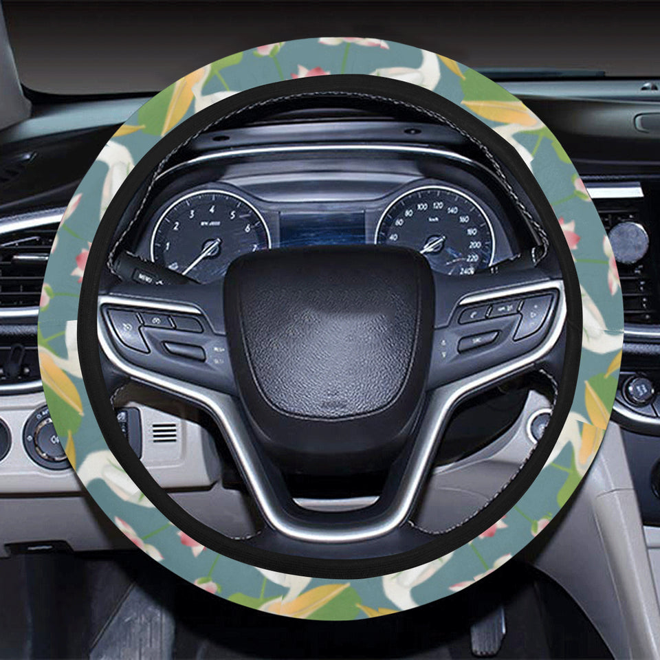 Pelican Pattern Print Design 04 Car Steering Wheel Cover