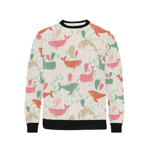 Cute whale pattern Men's Crew Neck Sweatshirt
