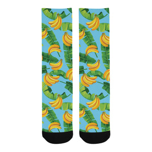 banana leaves banana design pattern Crew Socks