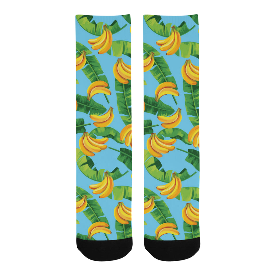 banana leaves banana design pattern Crew Socks