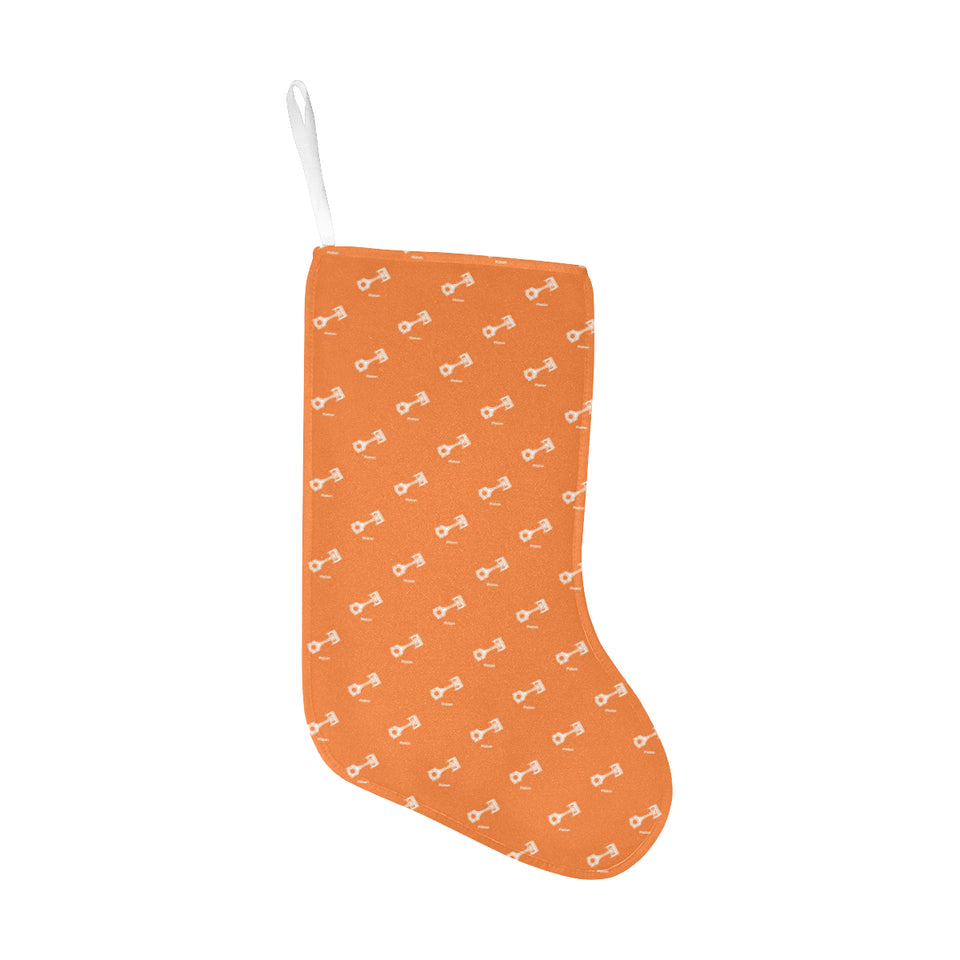 Engine Piston Orange Background Pattern Print Desi Christmas Stocking