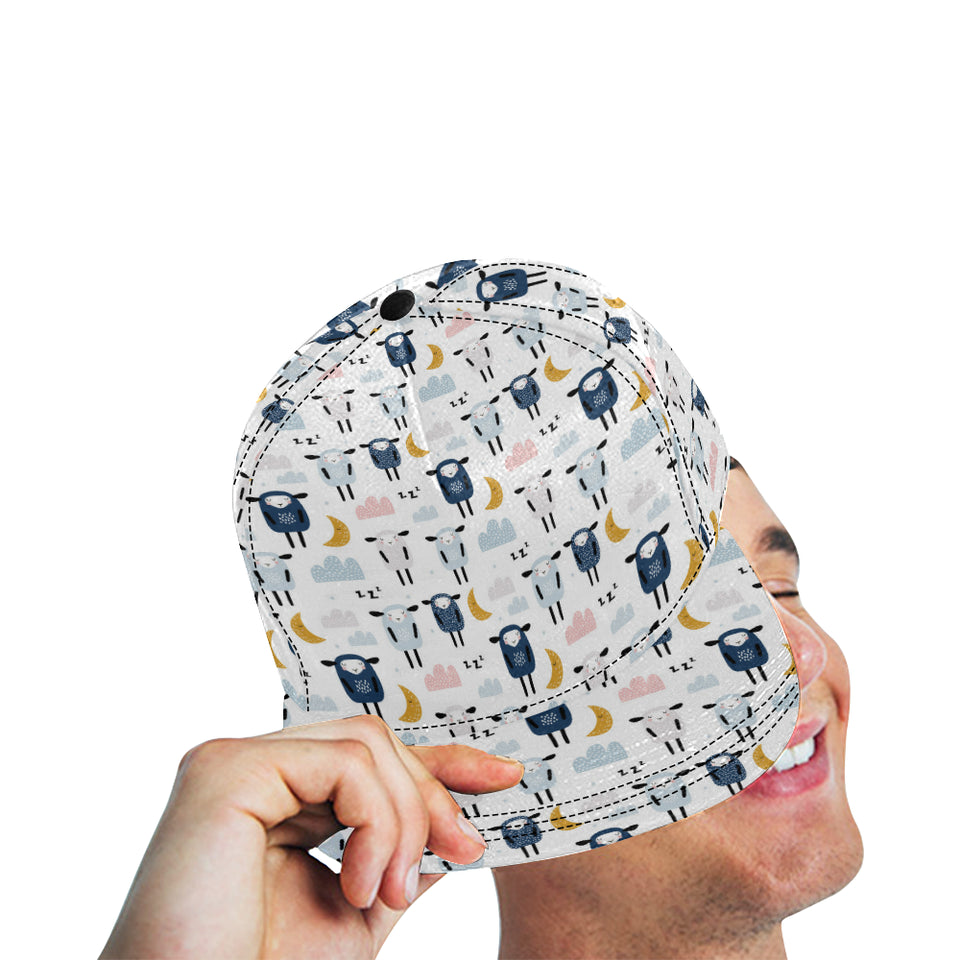 Cute sleeping sheep moon cloud pattern All Over Print Snapback Cap