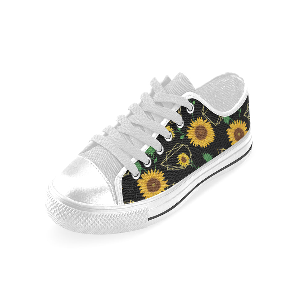 sunflower golden polygonal shapes Men's Low Top Shoes White