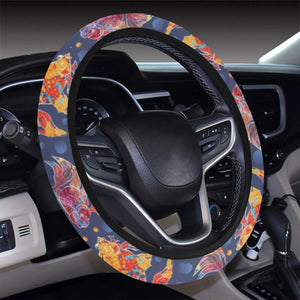 Goldfish Pattern Print Design 05 Car Steering Wheel Cover