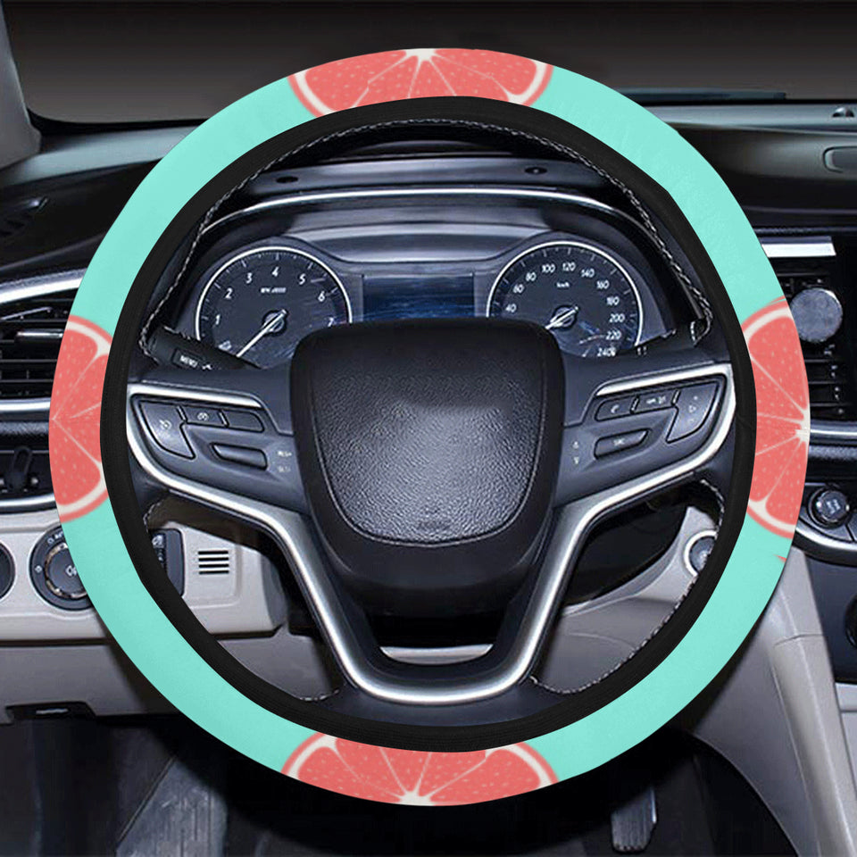 Grapefruit green background Car Steering Wheel Cover
