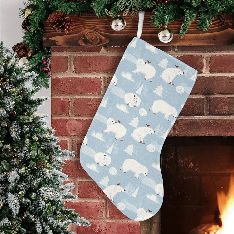 Cute polar bears Christmas decoration pattern Christmas Stocking