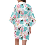 Toucan tropical flower leave pattern Women's Short Kimono Robe