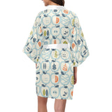 apples leaves pattern Women's Short Kimono Robe