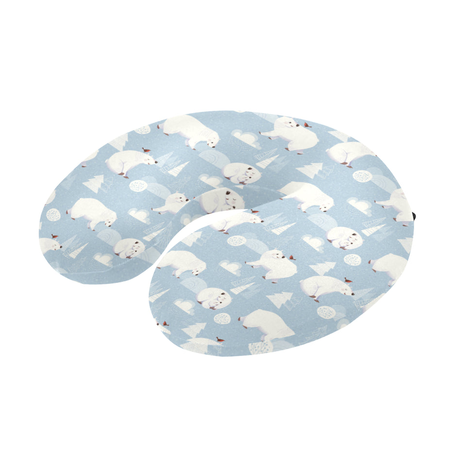 Cute polar bears Christmas decoration pattern U-Shaped Travel Neck Pillow