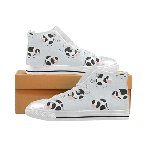 Cute cows pattern Women's High Top Canvas Shoes White