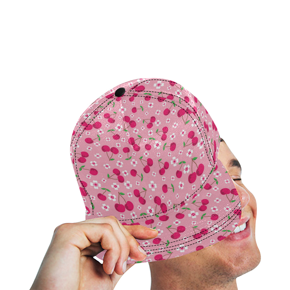 cherry flower pattern pink background All Over Print Snapback Cap