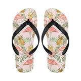 Pink flamingo birds pineapples hibiscus flower pat Unisex Flip Flops