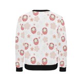 Daruma japanese wooden doll cherry blossom flower Men's Crew Neck Sweatshirt