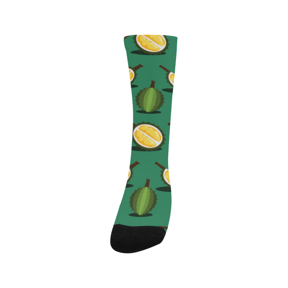 Durian pattern green background Crew Socks