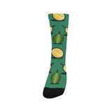 Durian pattern green background Crew Socks
