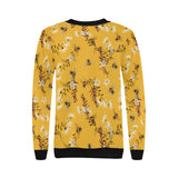 Bee flower pattern Women's Crew Neck Sweatshirt