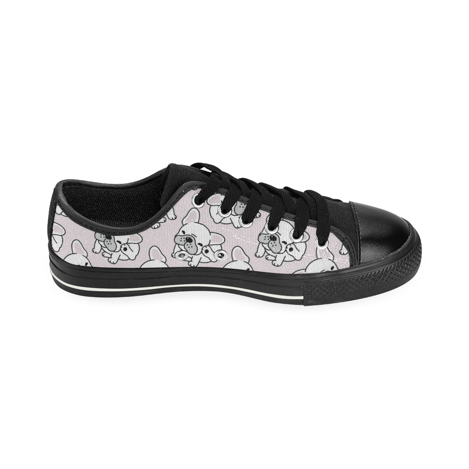 Cute french bulldog pattern Men's Low Top Canvas Shoes Black