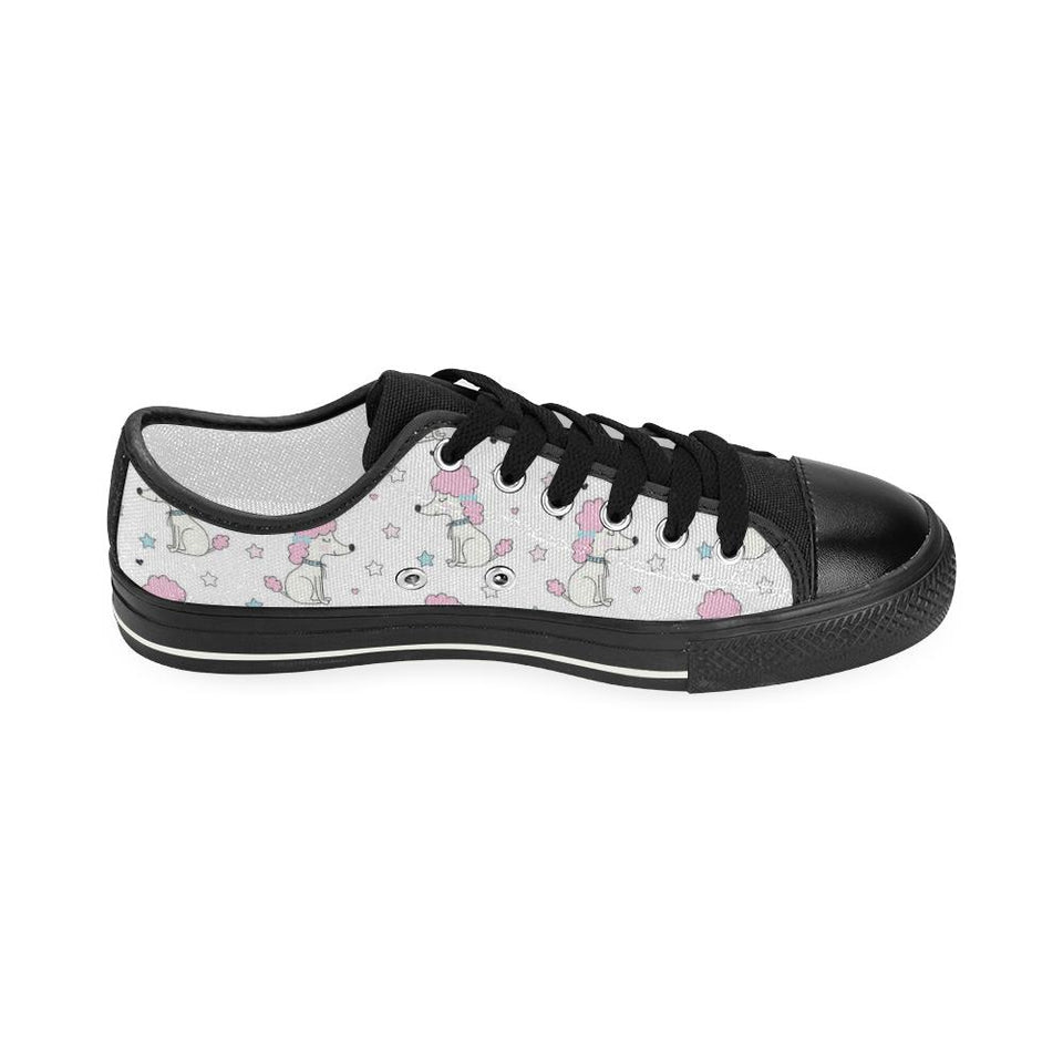 Cute poodle dog star pattern Kids' Boys' Girls' Low Top Canvas Shoes Black