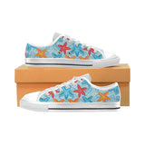 Blue red orange starfish pattern Men's Low Top Shoes White