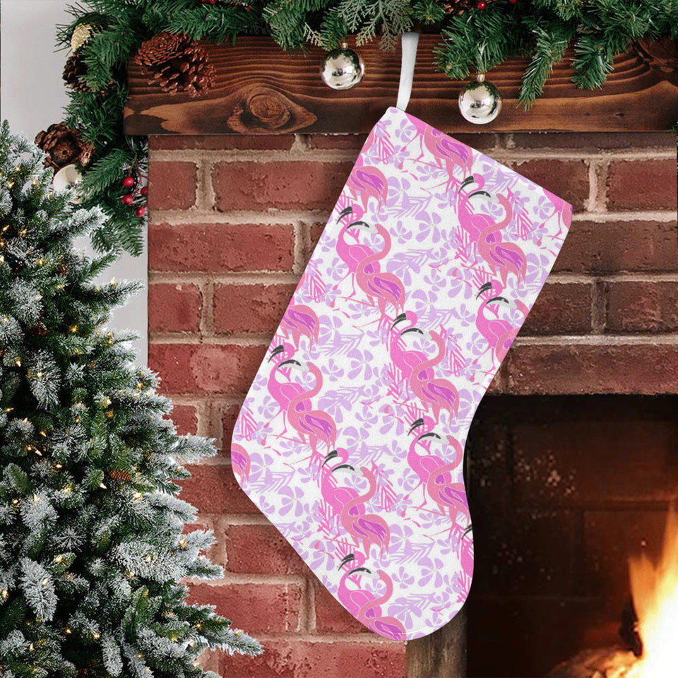Pink flamingo flower pattern Christmas Stocking