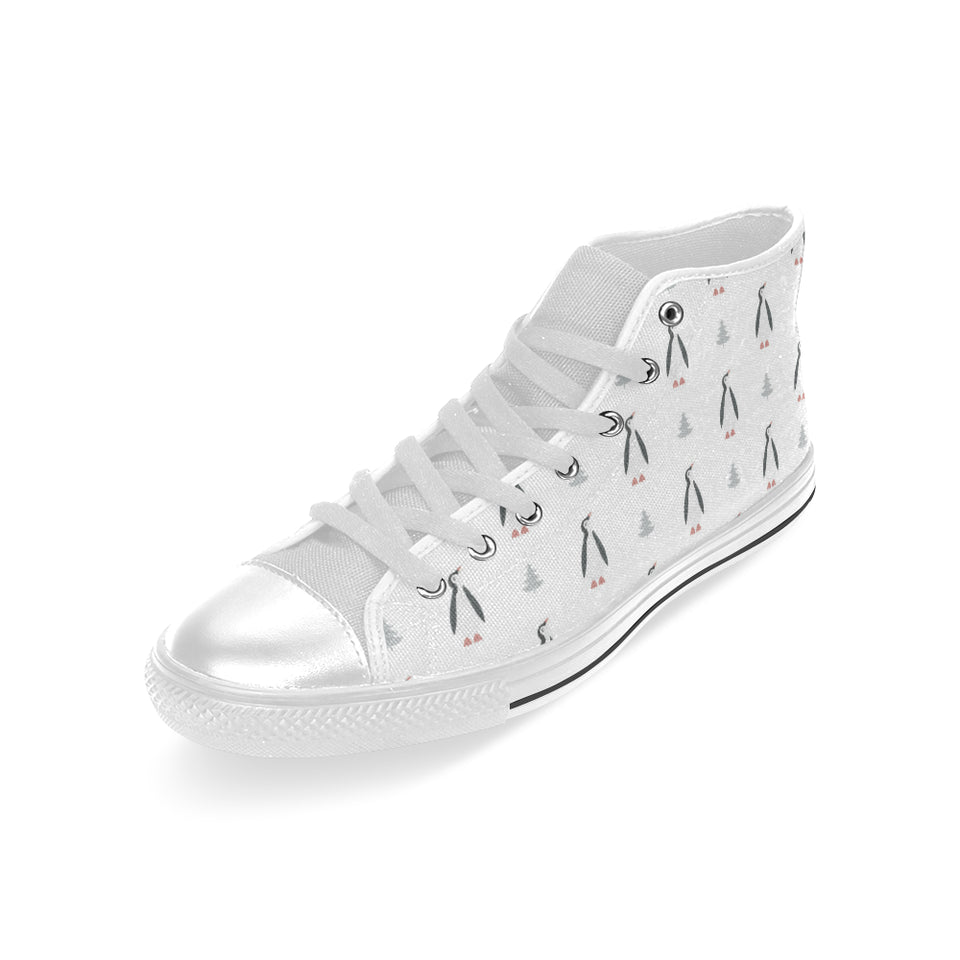 Penguin pattern Men's High Top Canvas Canvas Shoes White