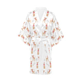Chihuahua bone paw pattern Women's Short Kimono Robe