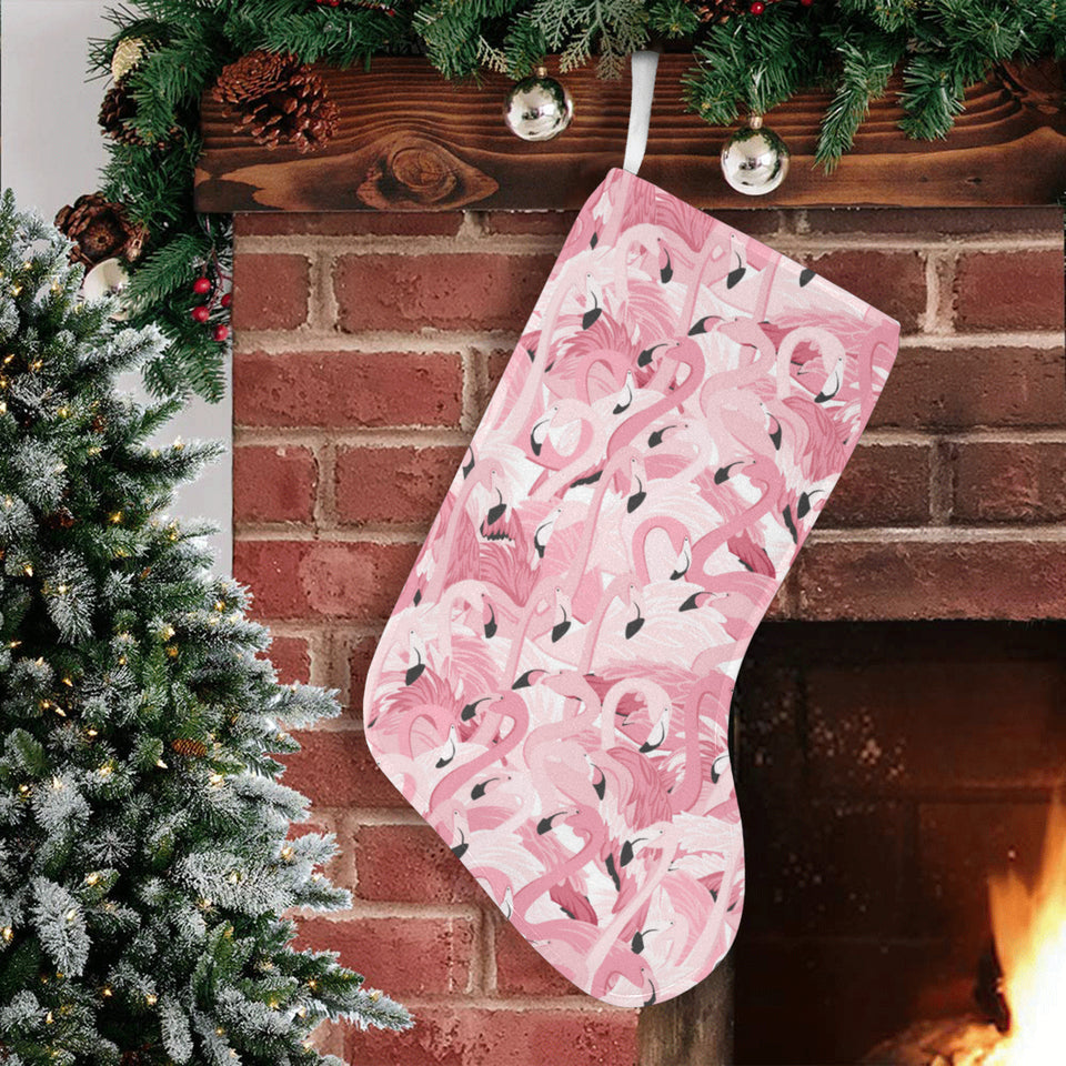 Pink flamingos pattern background Christmas Stocking