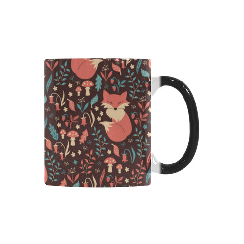 fox leaves mushroom pattern Morphing Mug Heat Changing Mug