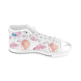 Watercolor air balloon cloud pattern Men's High Top Canvas Shoes White