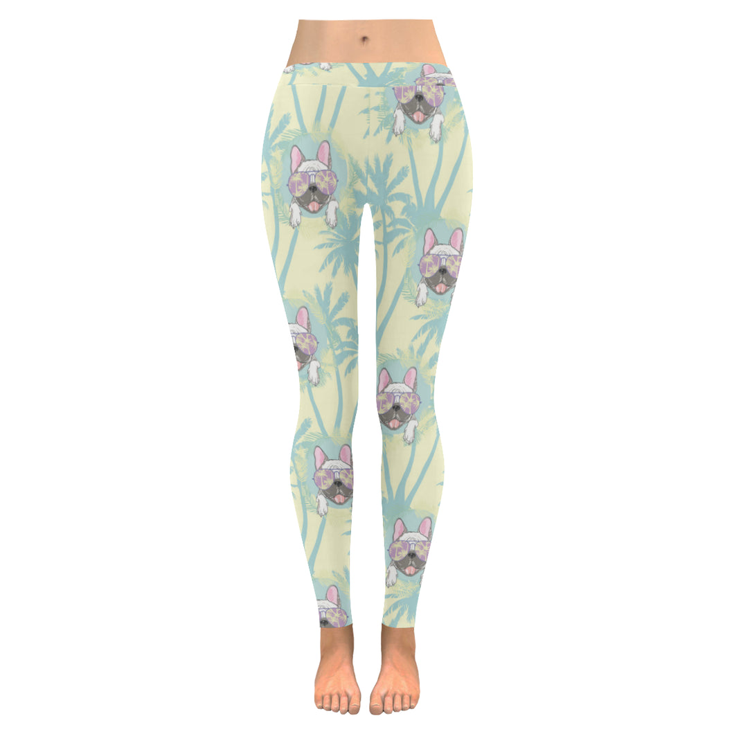 French bulldog hawaii blackground Women's Legging Fulfilled In US