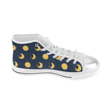 Moon star pattern Women's High Top Canvas Shoes White