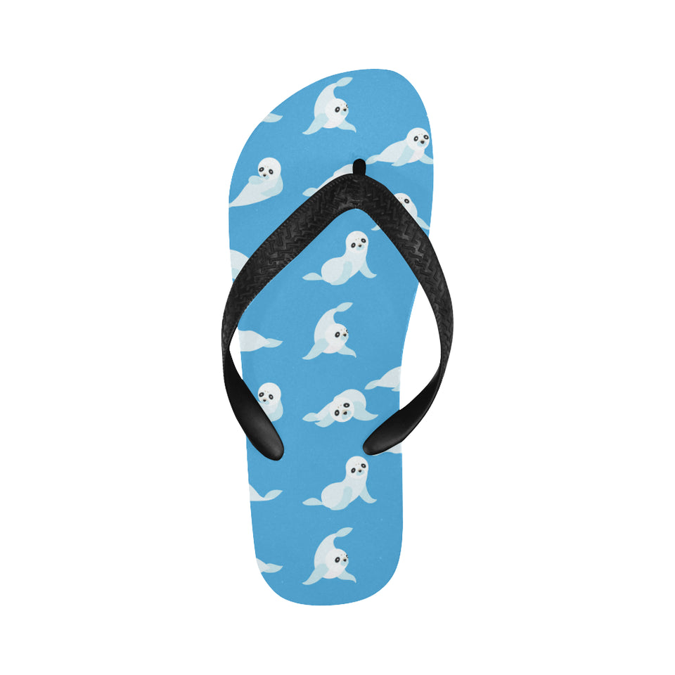 Cute sea lion seal pattern background Unisex Flip Flops