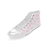 Watercolor pink heart pattern Men's High Top Canvas Shoes White