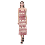 Dachshund Nordic pattern V-Neck Open Fork Long Dress