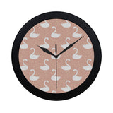 Swan flower light pink background Elegant Black Wall Clock