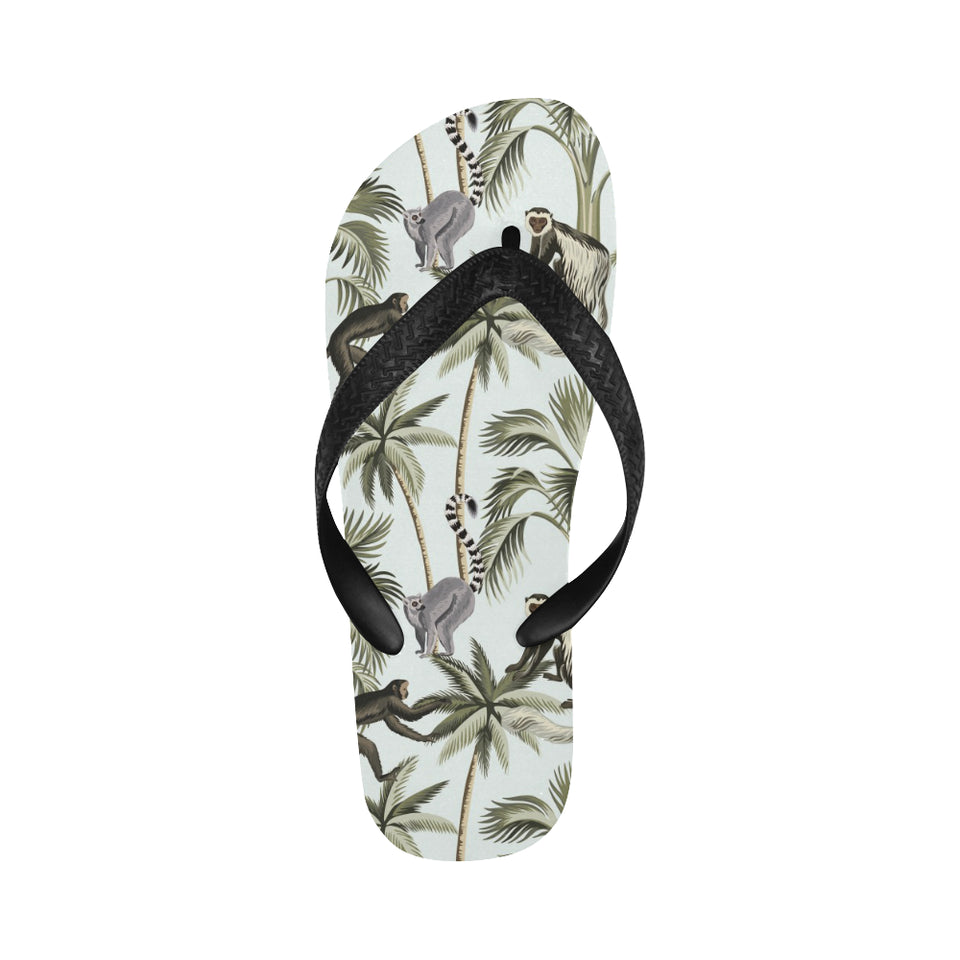 Monkey sloth lemur palm trees pattern Unisex Flip Flops