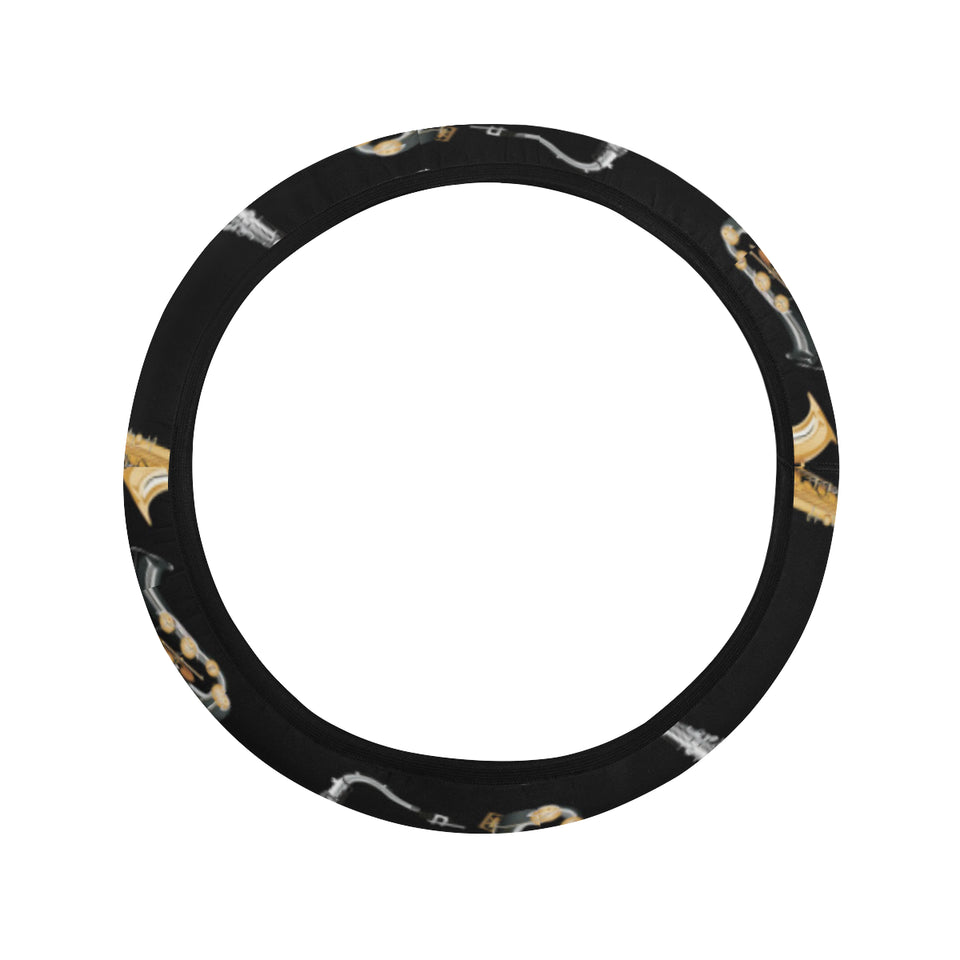 saxophone design pattern Car Steering Wheel Cover