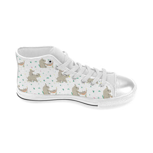 Cute Rhino pattern background Women's High Top Canvas Shoes White