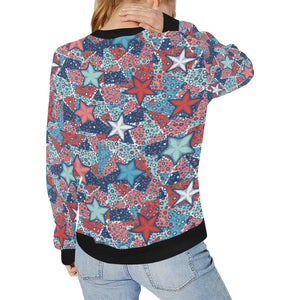 Hand drawn colorful starfish Women's Crew Neck Sweatshirt