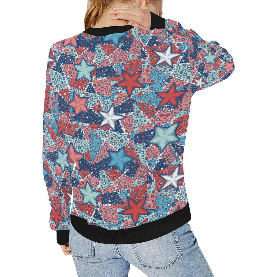 Hand drawn colorful starfish Women's Crew Neck Sweatshirt