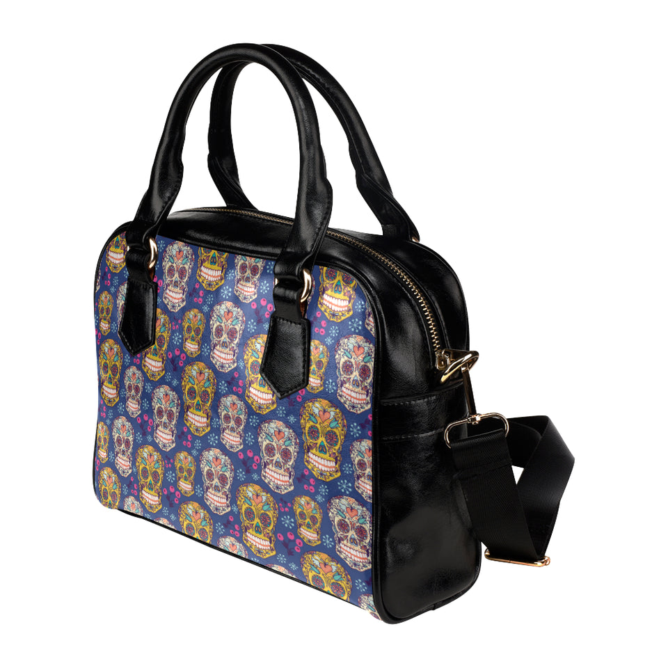 Sugar skull flower pattern Shoulder Handbag
