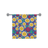 Passion fruit blue background Bath Towel