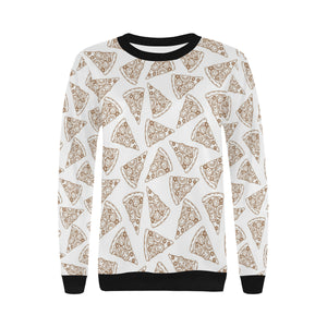Hand drawn pizza pattern Women's Crew Neck Sweatshirt