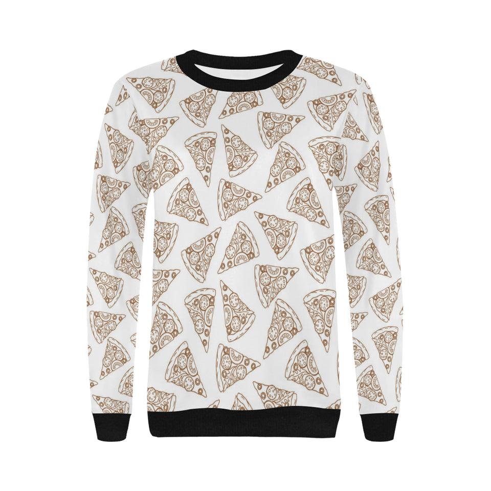 Hand drawn pizza pattern Women's Crew Neck Sweatshirt