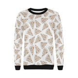 Hand drawn pizza pattern Women's Crew Neck Sweatshirt