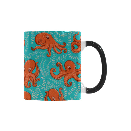 Octopus turquoise background Morphing Mug Heat Changing Mug