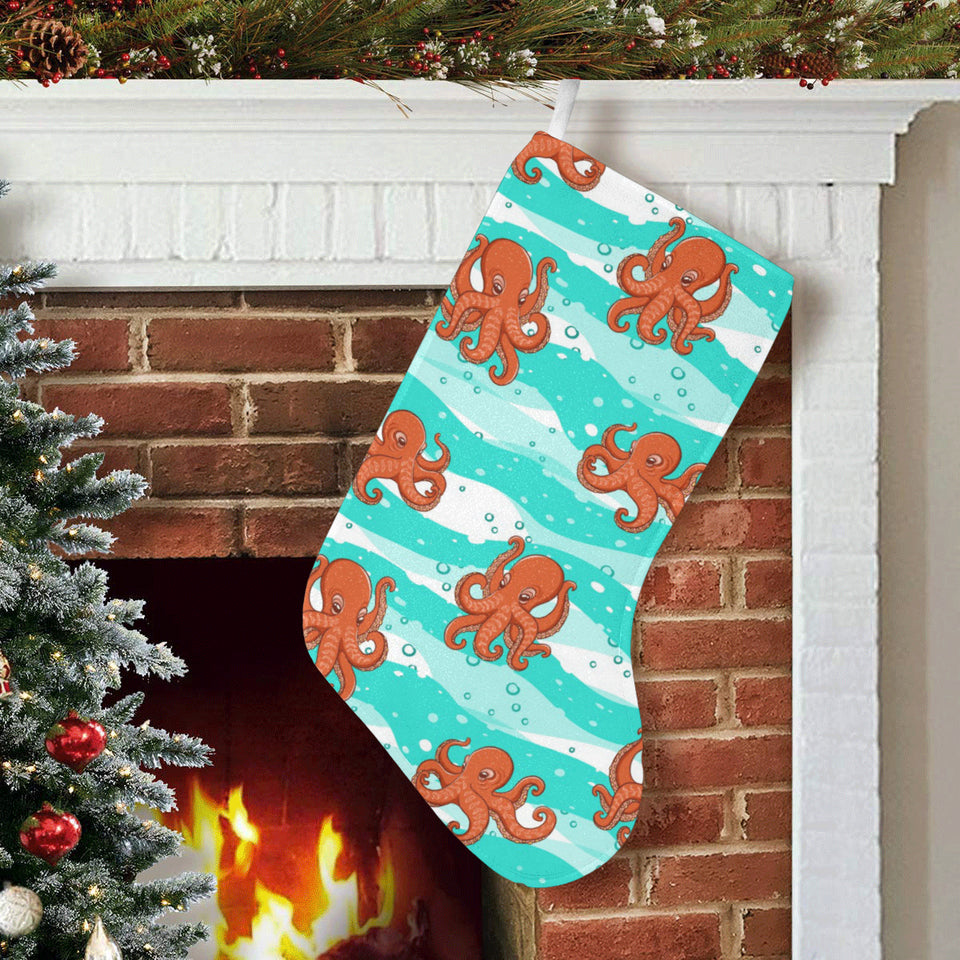 Octopuses sea wave background Christmas Stocking